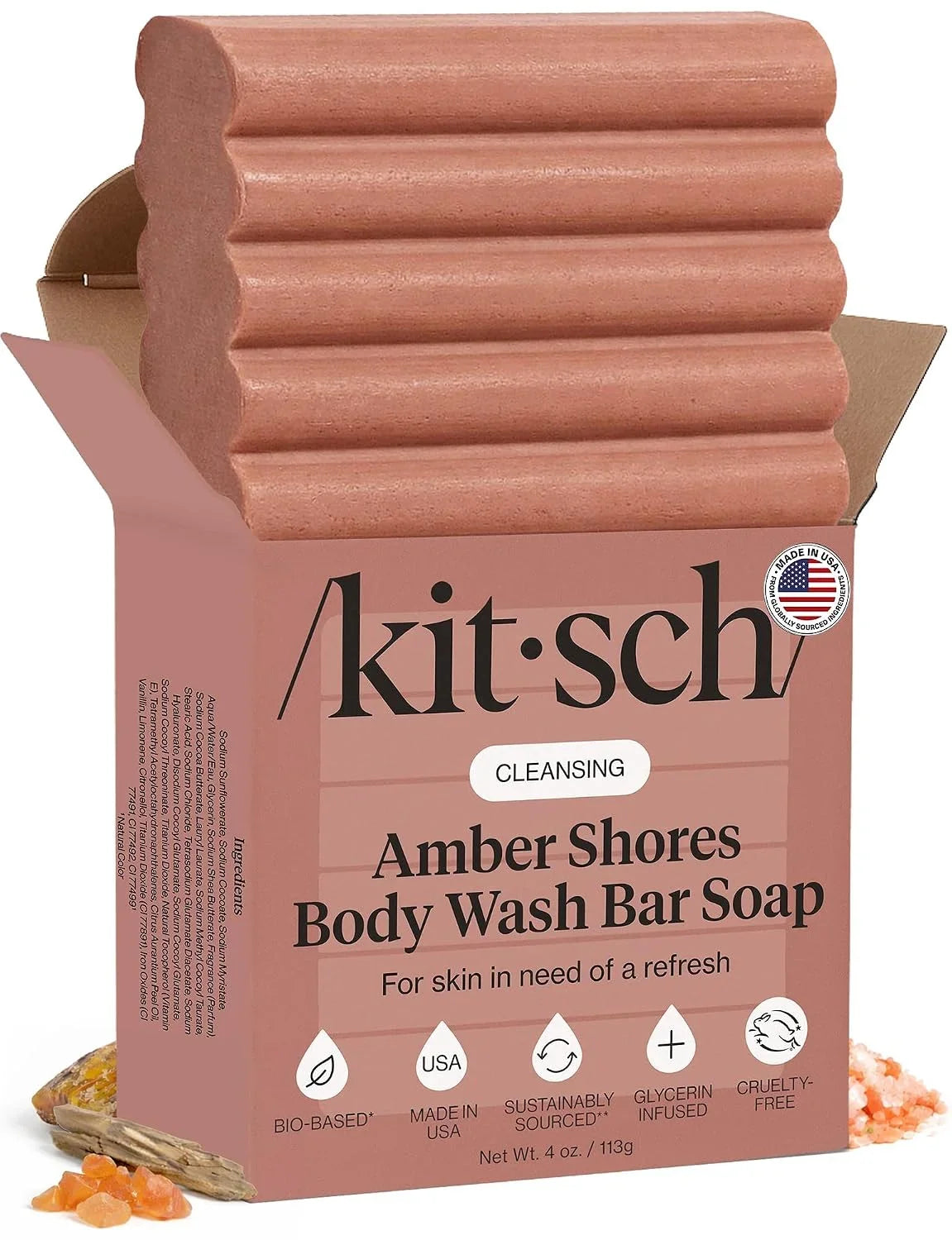 Kitsch Charcoal Soap Body Wash Bar for Cleansing – Made in USA, 4 oz