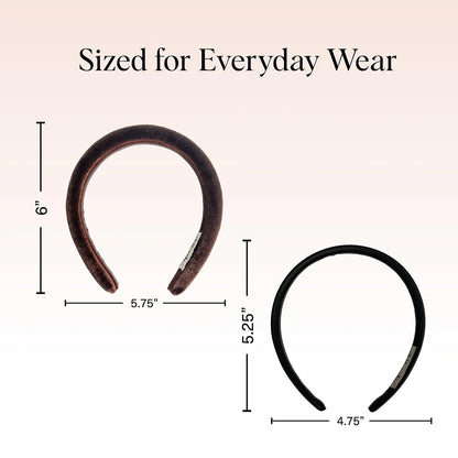 Kitsch Velvet & Satin Headbands for Women - Cream & Camel, 2pc Set