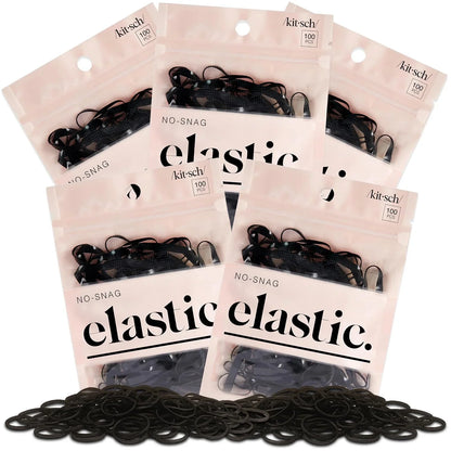 Kitsch Hair Ties No Damage for Kids, Teens and Women - Black, 500pcs