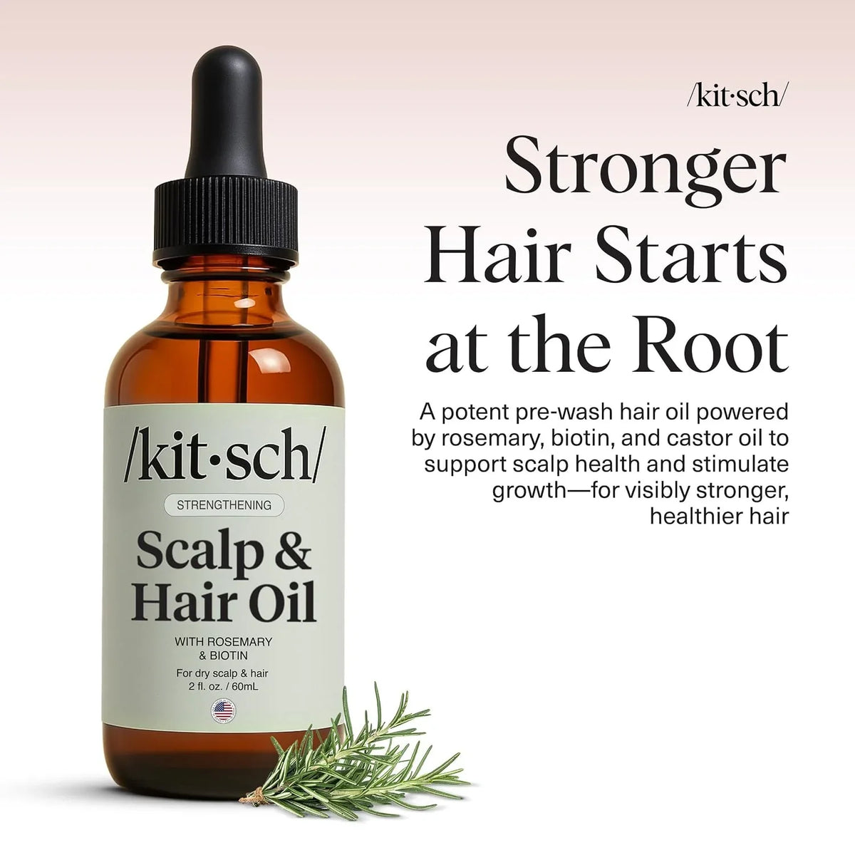 Kitsch Rosemary Oil for Hair Growth -With Castor Oil, Biotin & Jojoba- 60mL