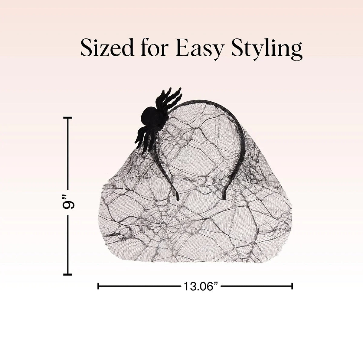 Kitsch Veil Headband - Black Headband with Statement Spiderweb Veil, 1pc