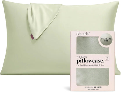 Kitsch Satin Pillowcase with Zipper - Standard Size, Haze Blue