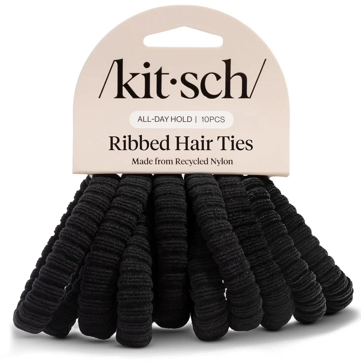 Kitsch Ribbed Hair Ties No Damage - Blush, 10pcs