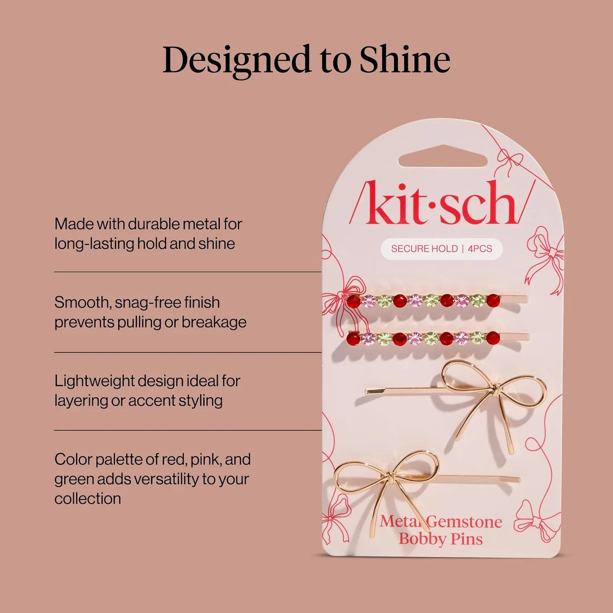 Kitsch Spiral Bobby Pins - Hair Accessories For Women - Brown, 3pcs