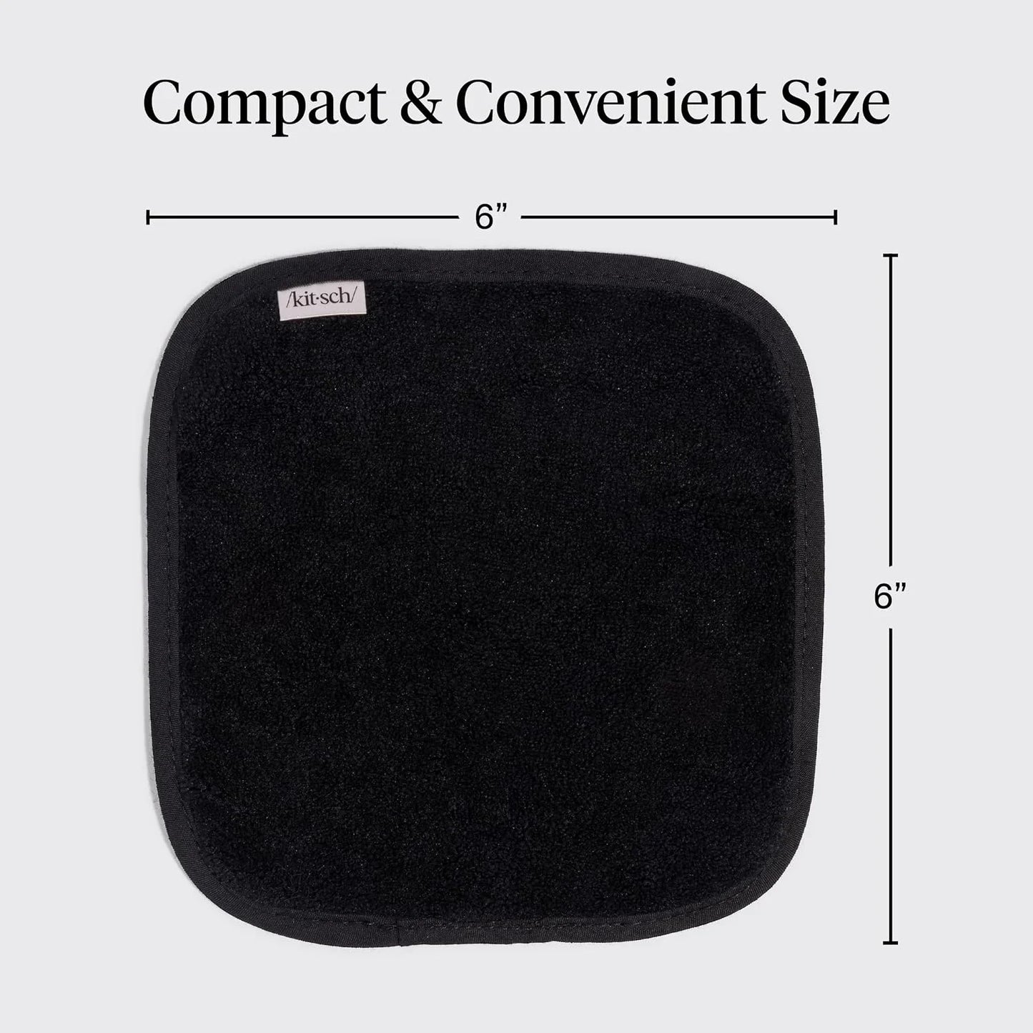 Kitsch Microfiber Face Towels 3pc Set | Clean Towels for Face - Black