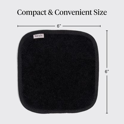 Kitsch Microfiber Face Towels 3pc Set | Clean Towels for Face - Black