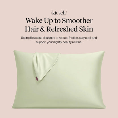 Kitsch Satin Pillowcase with Zipper - Standard Size, Haze Blue