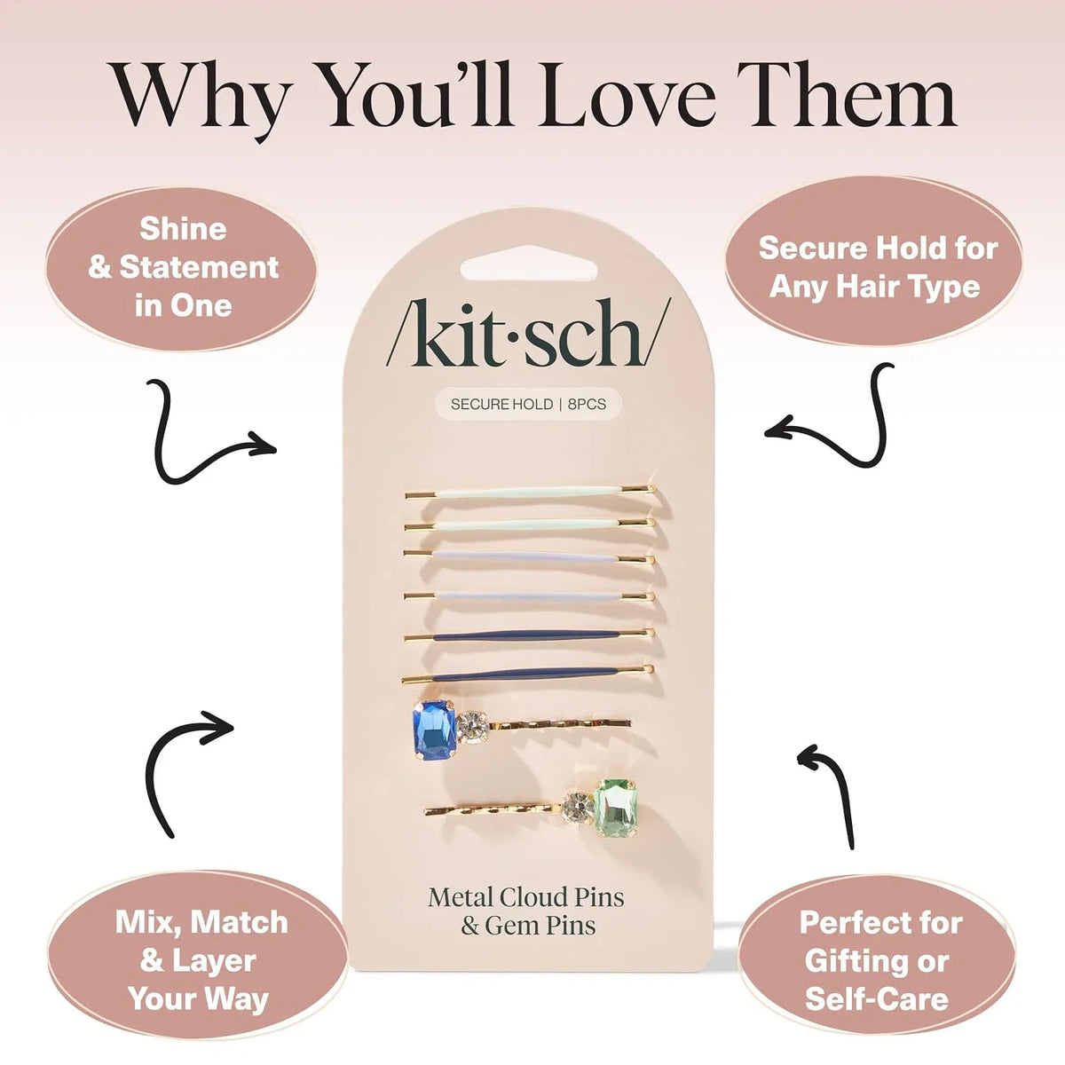 Kitsch Spiral Bobby Pins - Hair Accessories For Women - Brown, 3pcs