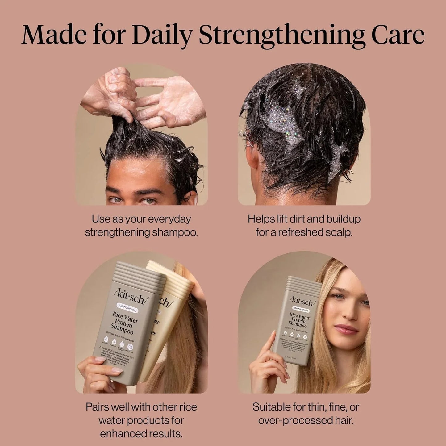 Kitsch Argan Oil Shampoo for Hair Growth – Hydrating Hair Care – 12.3 oz