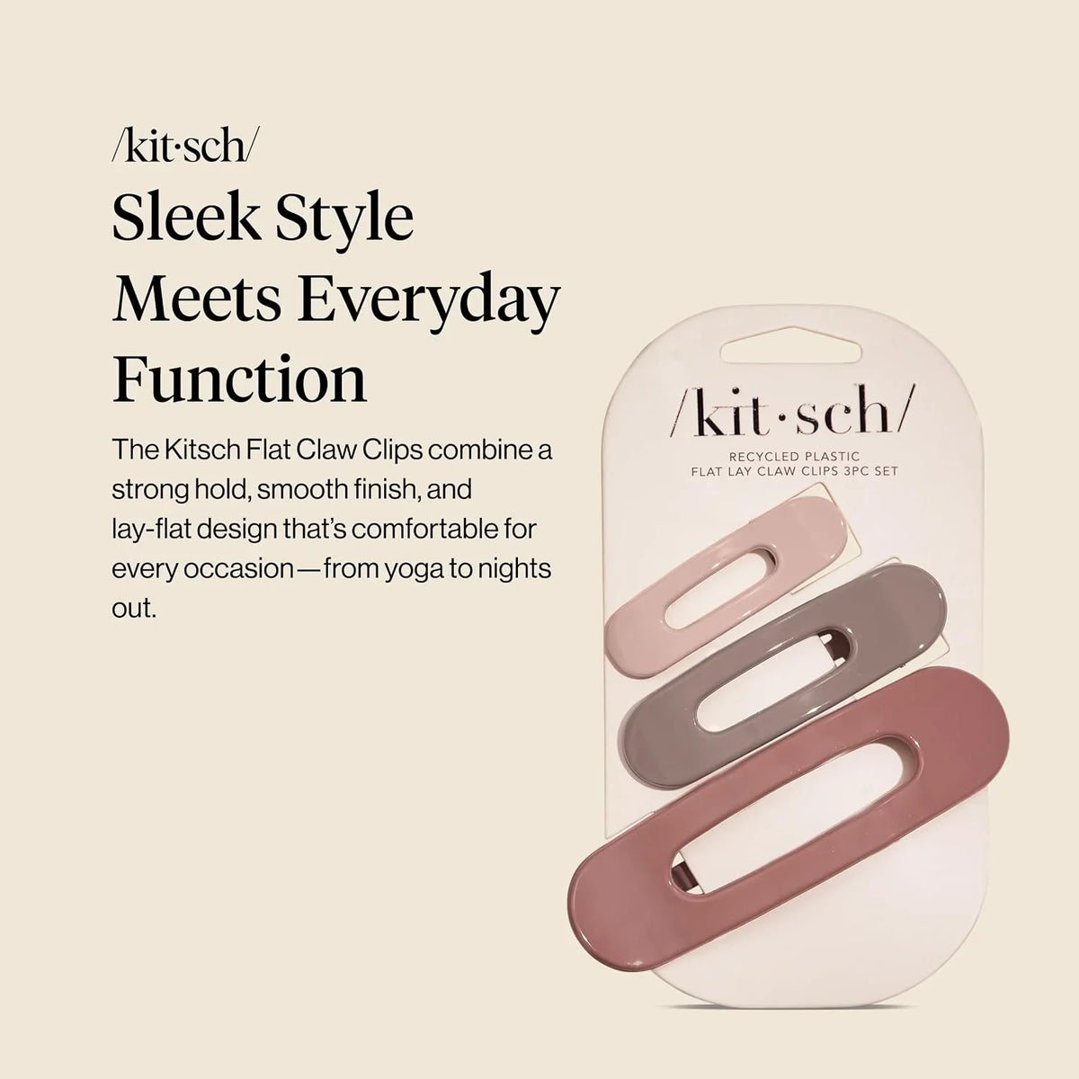 Kitsch Flat Hair Clips for Women - Black & Tortoise, 2pc