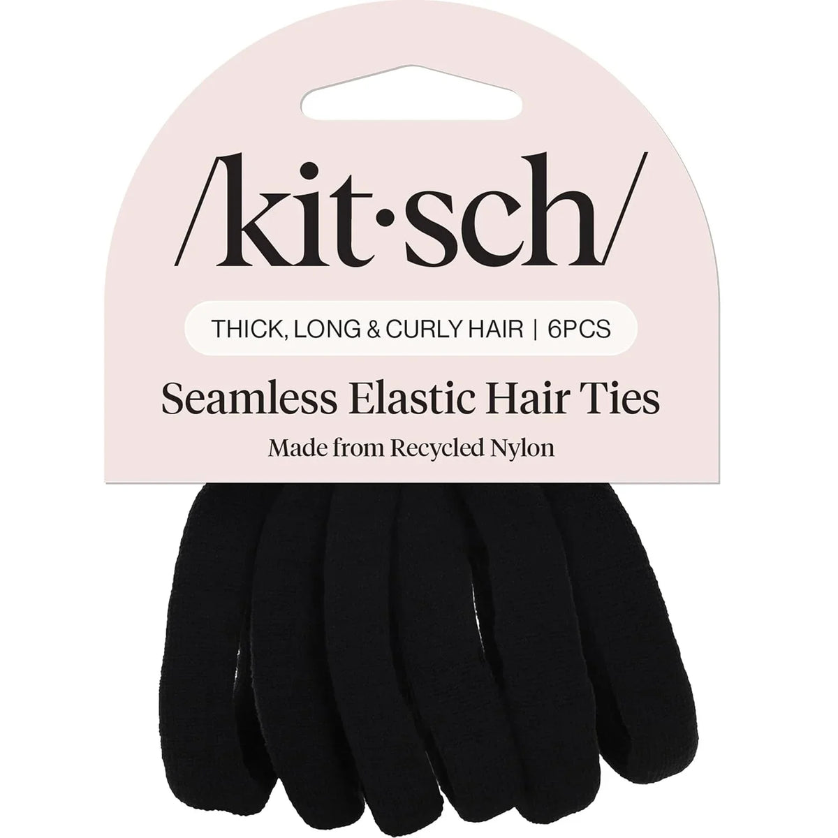 Kitsch Ribbed Hair Ties No Damage - Blush, 10pcs