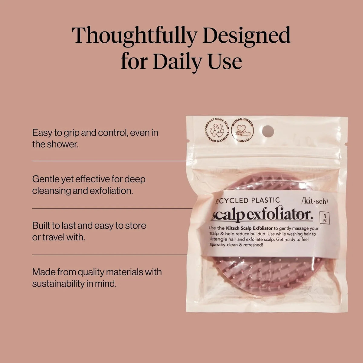 Kitsch Scalp Massager for Hair Care - Shampoo Brush Scalps - Terracotta