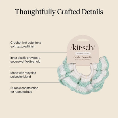 Kitsch Crochet Hair Scrunchie For Women - Seafoam Blue, 1pc