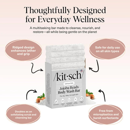Kitsch Charcoal Soap Body Wash Bar for Cleansing – Made in USA, 4 oz