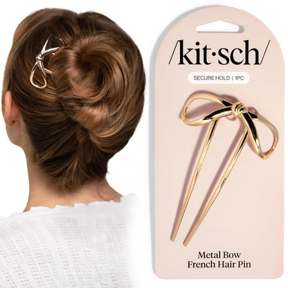 Kitsch Mini Metal French Hair Pin & Hair Clips for Women - Silver, Set of 3
