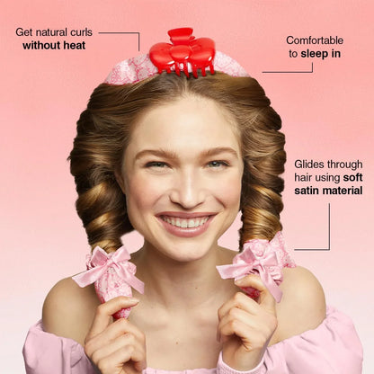 Hello Kitty x Kitsch Satin Flexi Rods, Heatless Curling Rod - 4pc Set