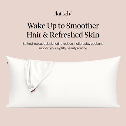 Kitsch Satin Pillowcase with Zipper - Standard Size, Haze Blue