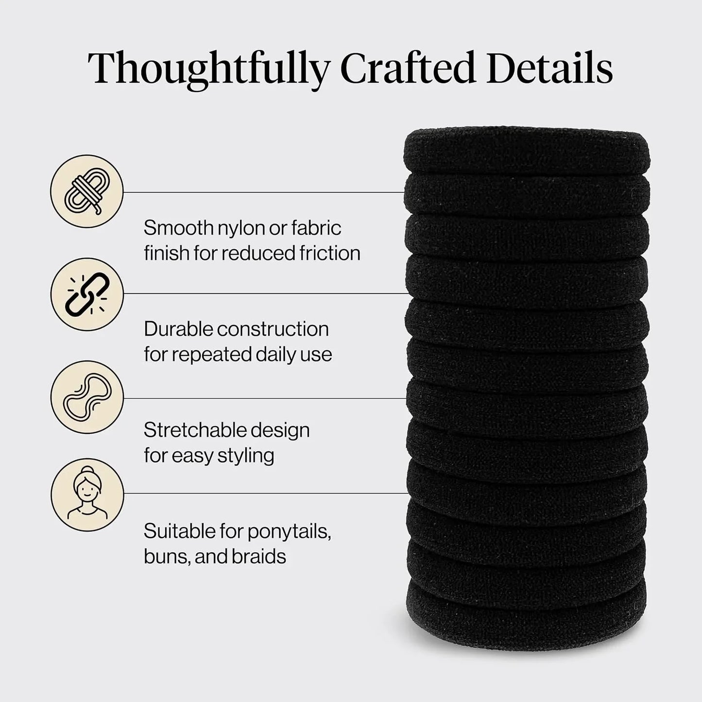 Kitsch Ribbed Hair Ties No Damage - Blush, 10pcs