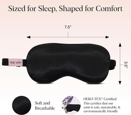 Kitsch Contour Satin Sleep Mask | Eye Masks for Sleep - Charcoal