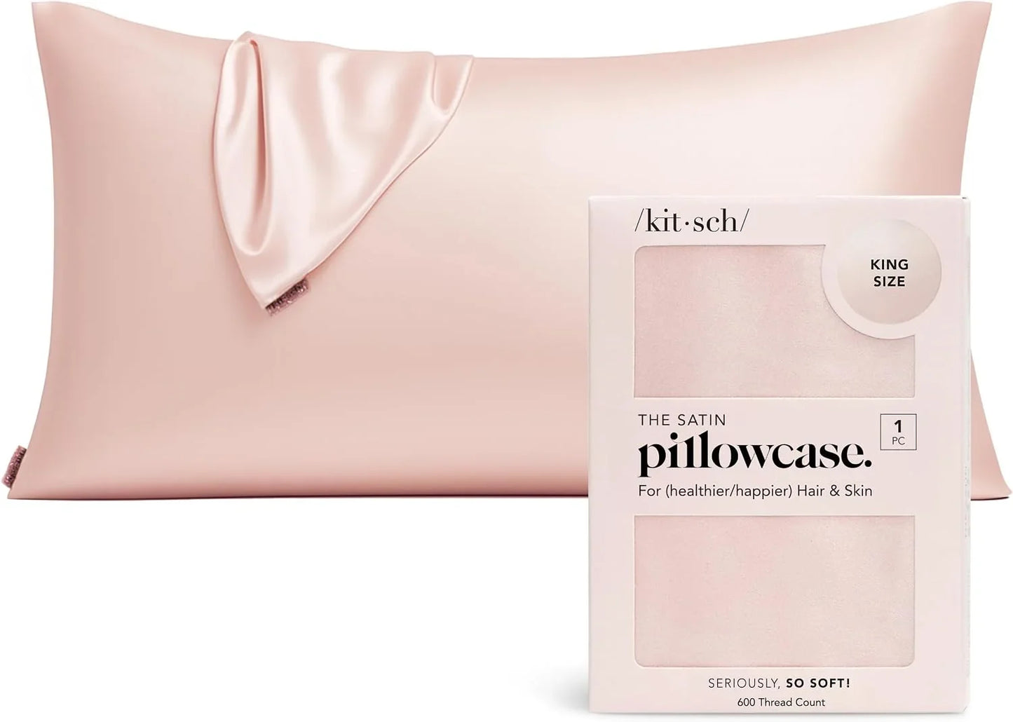 Kitsch Satin Pillowcase with Zipper - Standard Size, Haze Blue