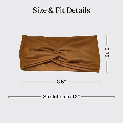 Kitsch Wide Headbands for Women Non Slip - Black and Camel, 2pcs