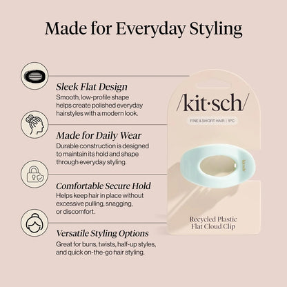 Kitsch Small Flat Claw Clip for Women - Sage Leaf, 1pc