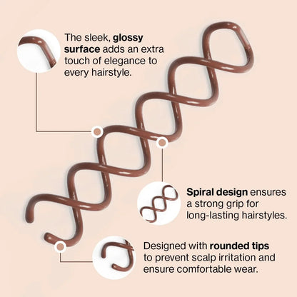 Kitsch Spiral Bobby Pins - Hair Accessories For Women - Brown, 3pcs