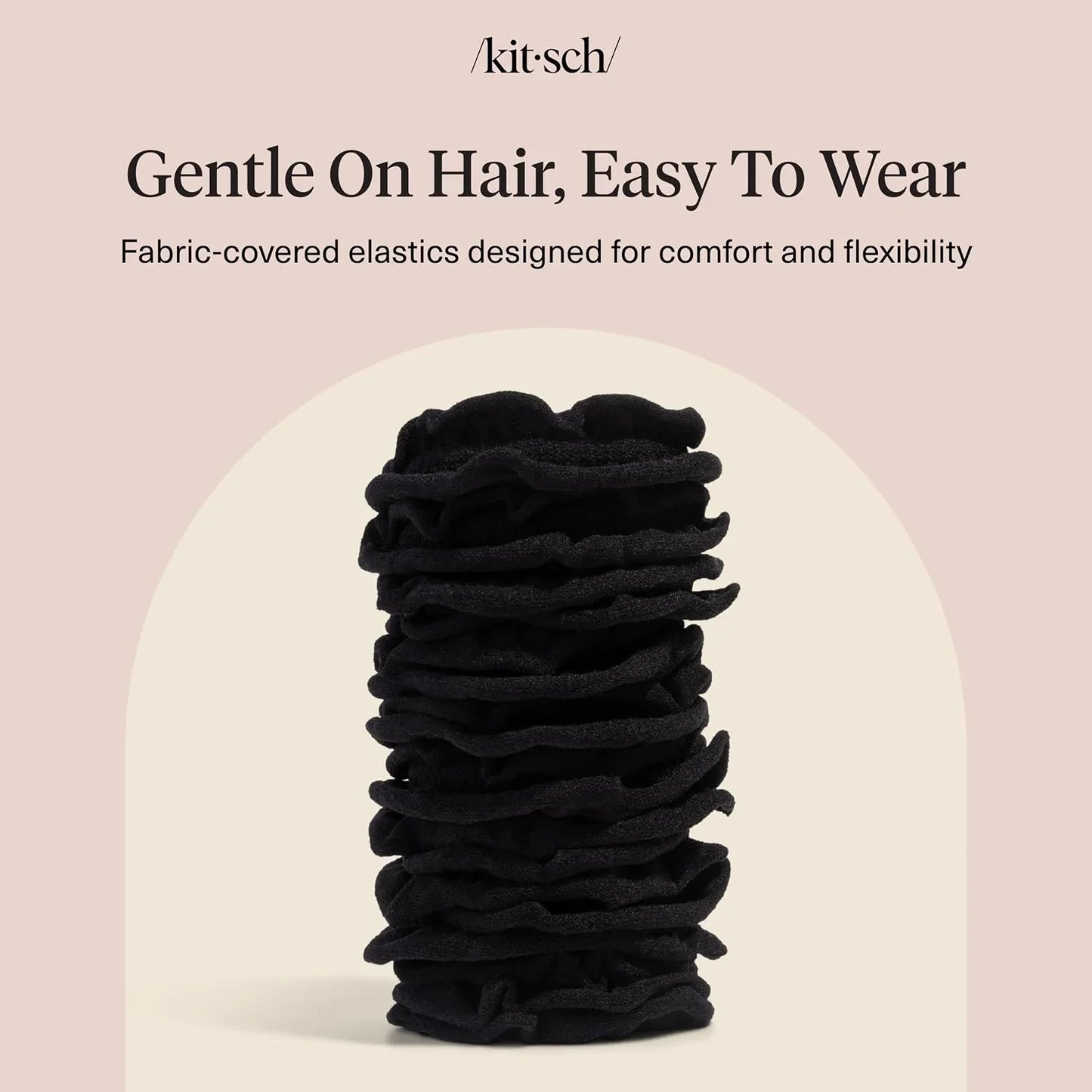 Kitsch Ribbed Hair Ties No Damage - Blush, 10pcs