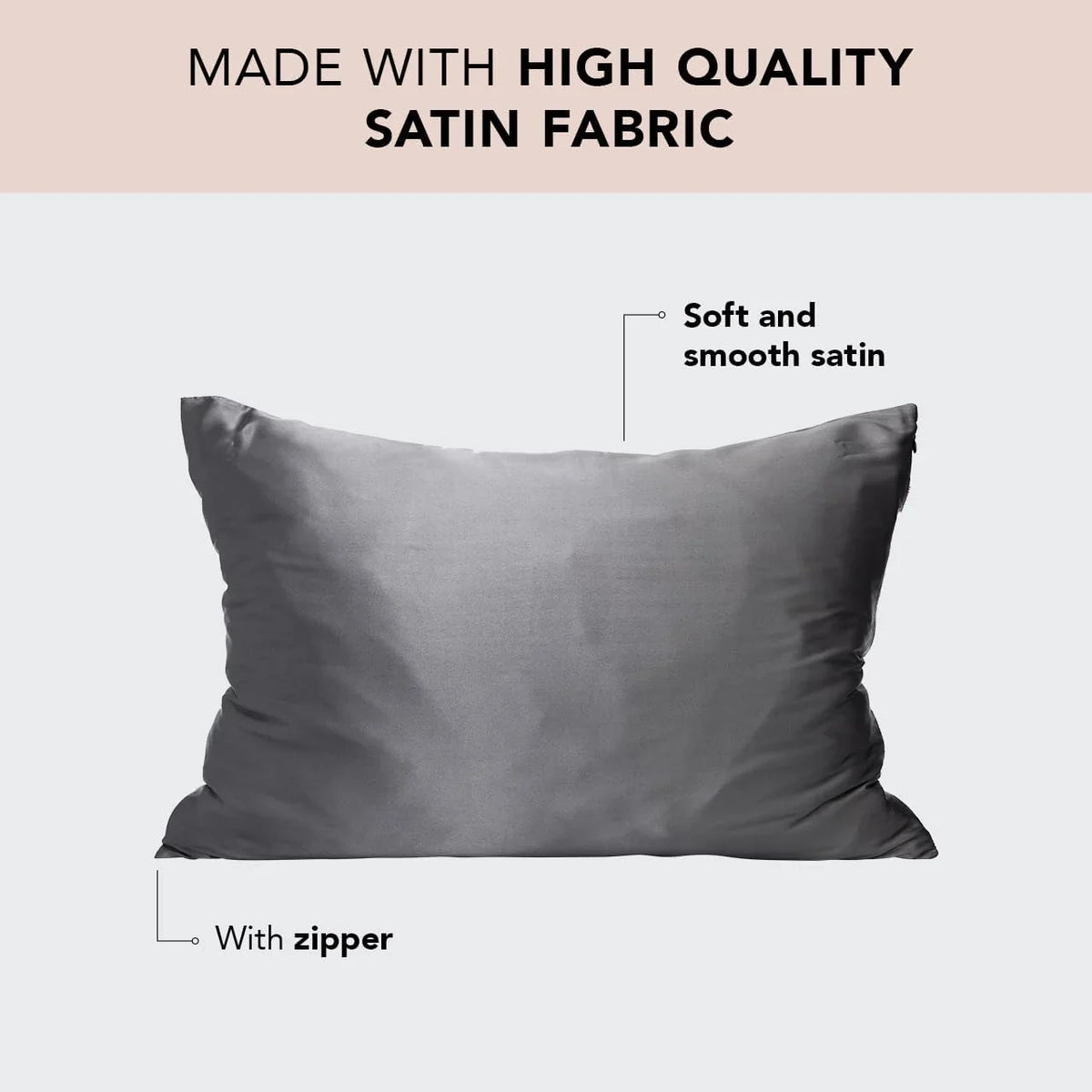 Kitsch Satin Pillowcase with Zipper - Standard Size, Haze Blue