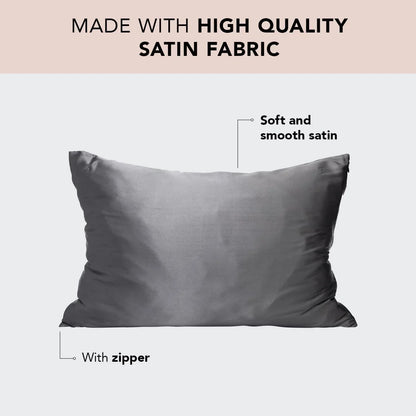 Kitsch Satin Pillowcase with Zipper - Standard Size, Haze Blue