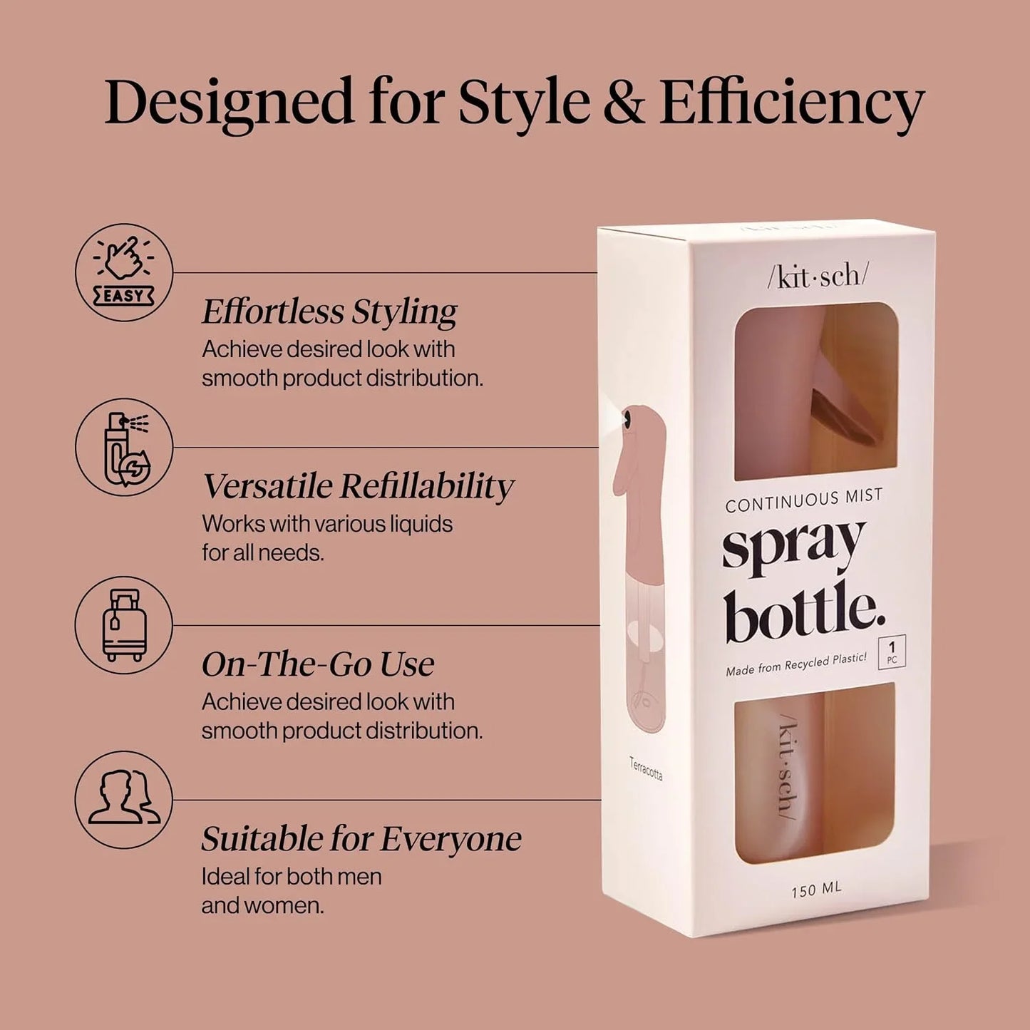 Kitsch Continuous Spray Bottle for Hair – Sheer Violet, 150ml