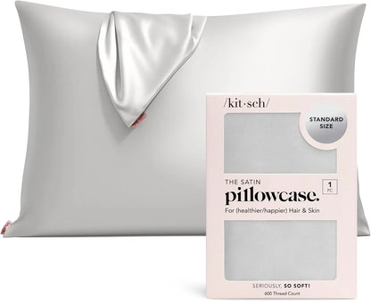 Kitsch Satin Pillowcase with Zipper - Standard Size, Haze Blue