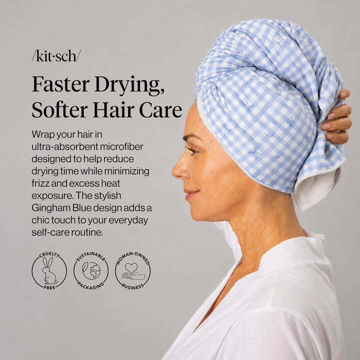 Kitsch XL Microfiber Hair Towel Wrap for Women