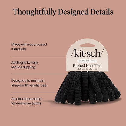 Kitsch Ribbed Hair Ties No Damage - Blush, 10pcs