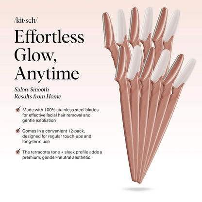 Kitsch Dermaplane Razor for Women Face – Terracotta, 6 pcs
