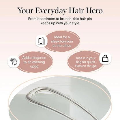 Kitsch Mini Metal French Hair Pin & Hair Clips for Women - Silver, Set of 3