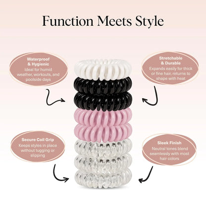 Kitsch Spiral Hair Ties for Women | Ponytail Holders - Brunette, 8 Pcs