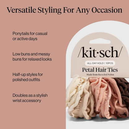 Kitsch Ribbed Hair Ties No Damage - Blush, 10pcs