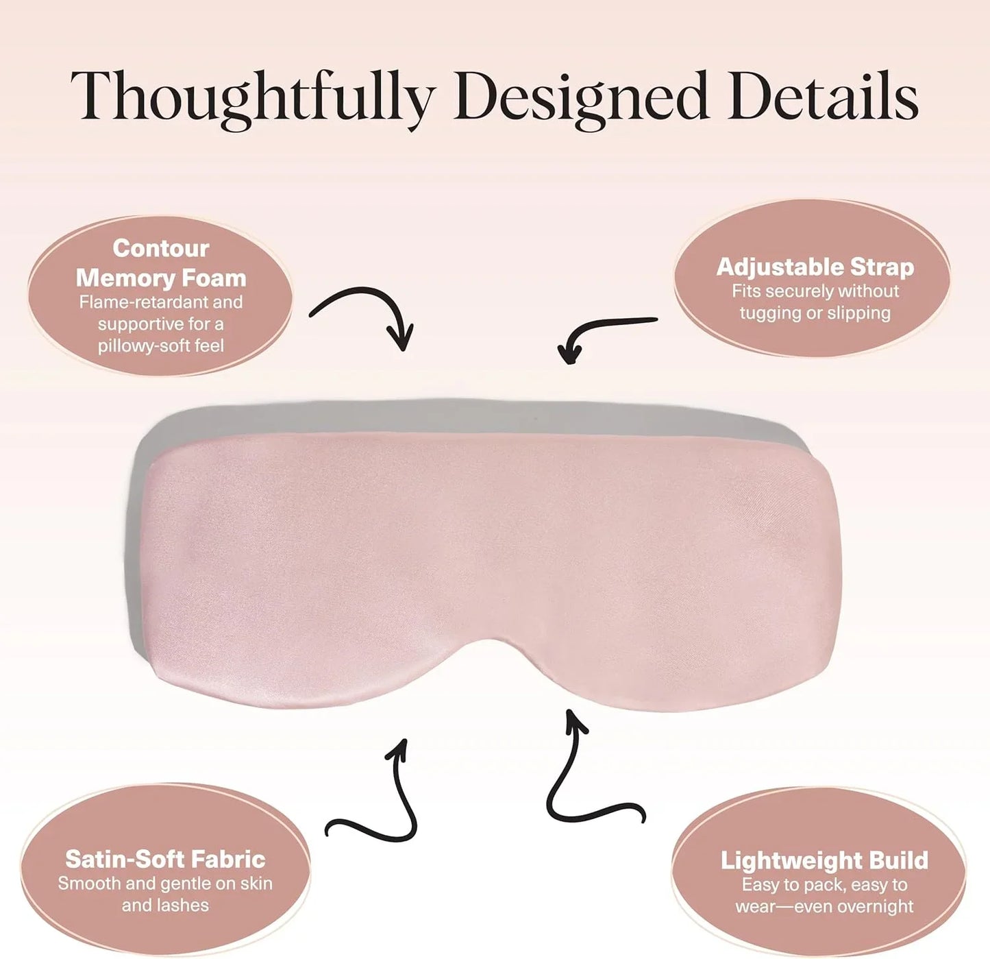 Kitsch Contour Satin Sleep Mask | Eye Masks for Sleep - Charcoal