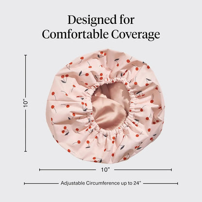 Kitsch Luxury Large Shower Cap for Women - Cherry Print