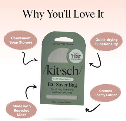 Kitsch Soap Saver Bag – Patented Mesh Bag Soap Holder with Tag Identifier