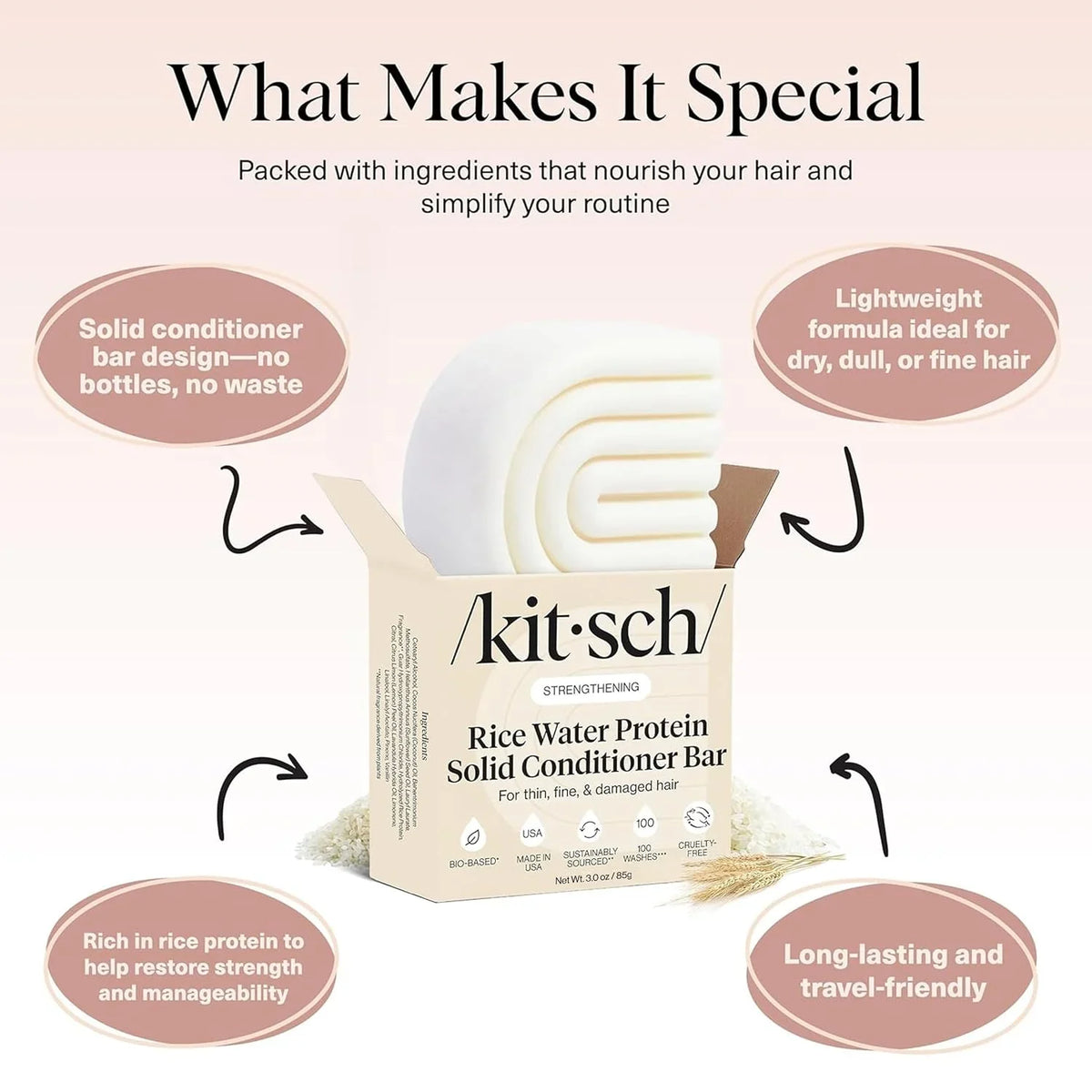 Kitsch Rice Water Conditioner Bar Soap for Hair Growth - 3 oz