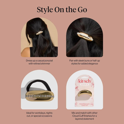 Kitsch Medium Hair Cuffs Hair Ties For Women - Black and Tort, 2pcs
