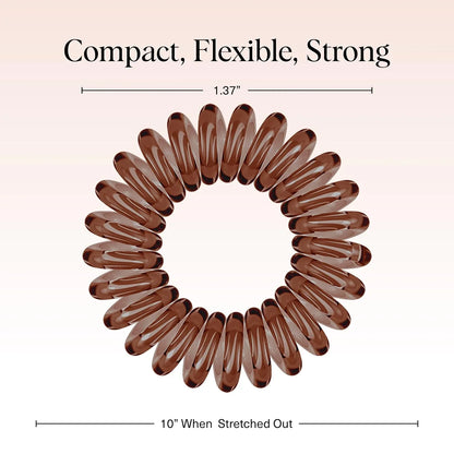Kitsch Spiral Hair Ties for Women | Ponytail Holders - Brunette, 8 Pcs