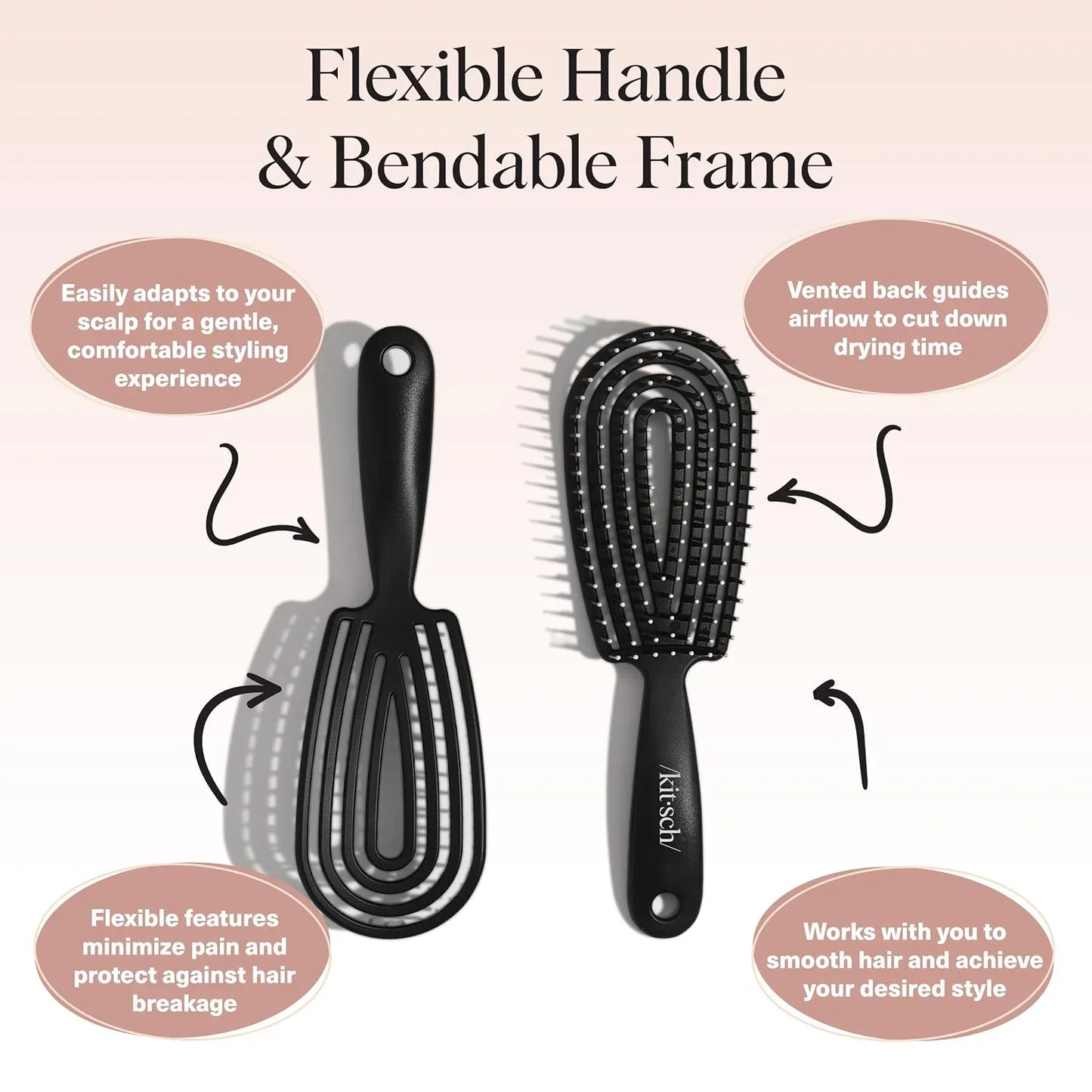 Kitsch Flexi Flow Detangler Brush, Hair Brushes For Women - Soft Violet