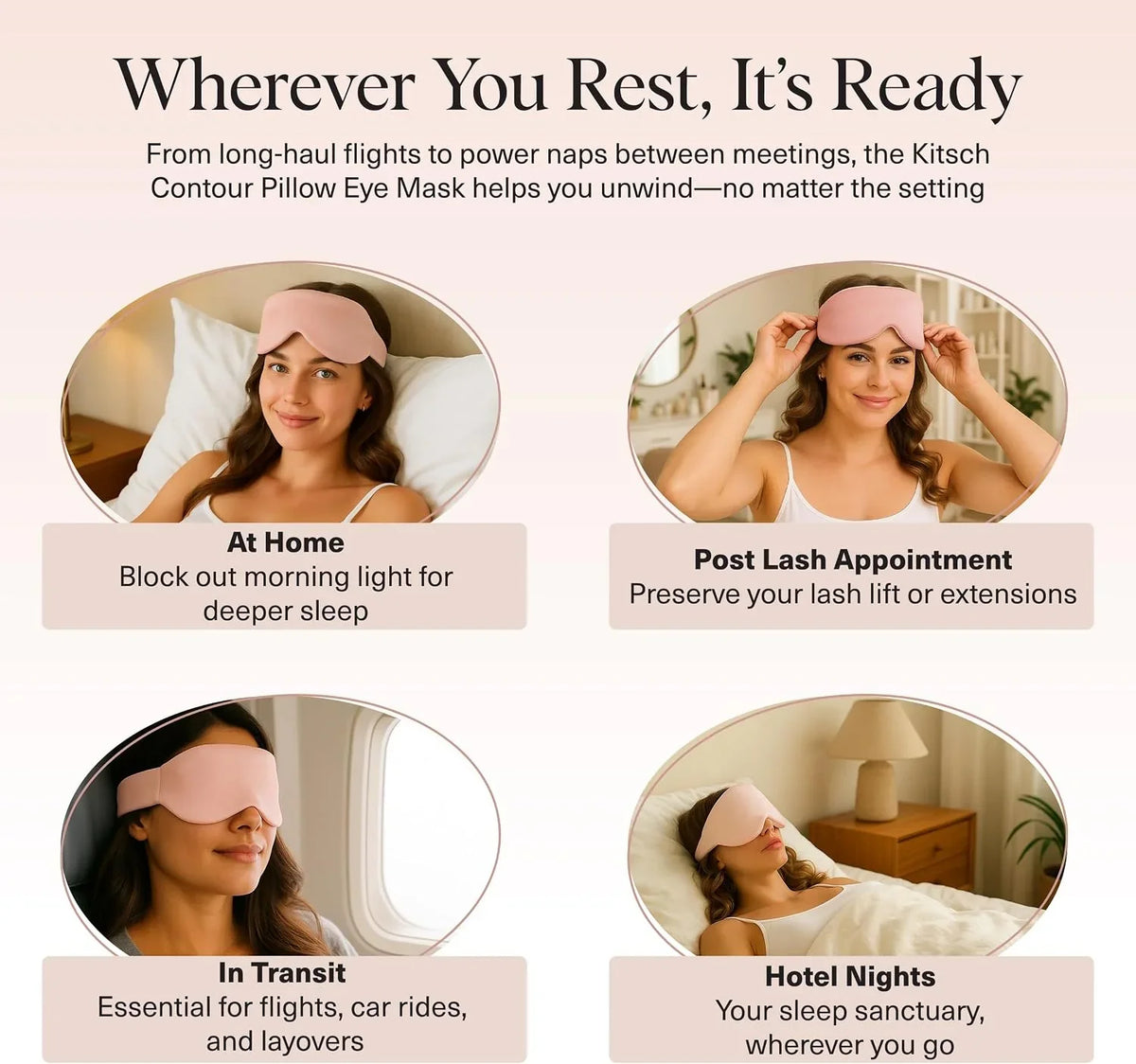 Kitsch Contour Satin Sleep Mask | Eye Masks for Sleep - Charcoal