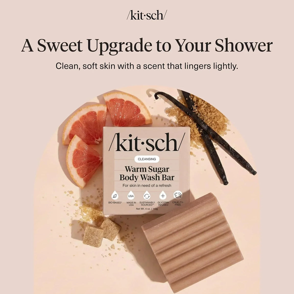 Kitsch Charcoal Soap Body Wash Bar for Cleansing – Made in USA, 4 oz