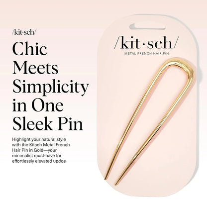 Kitsch Mini Metal French Hair Pin & Hair Clips for Women - Silver, Set of 3