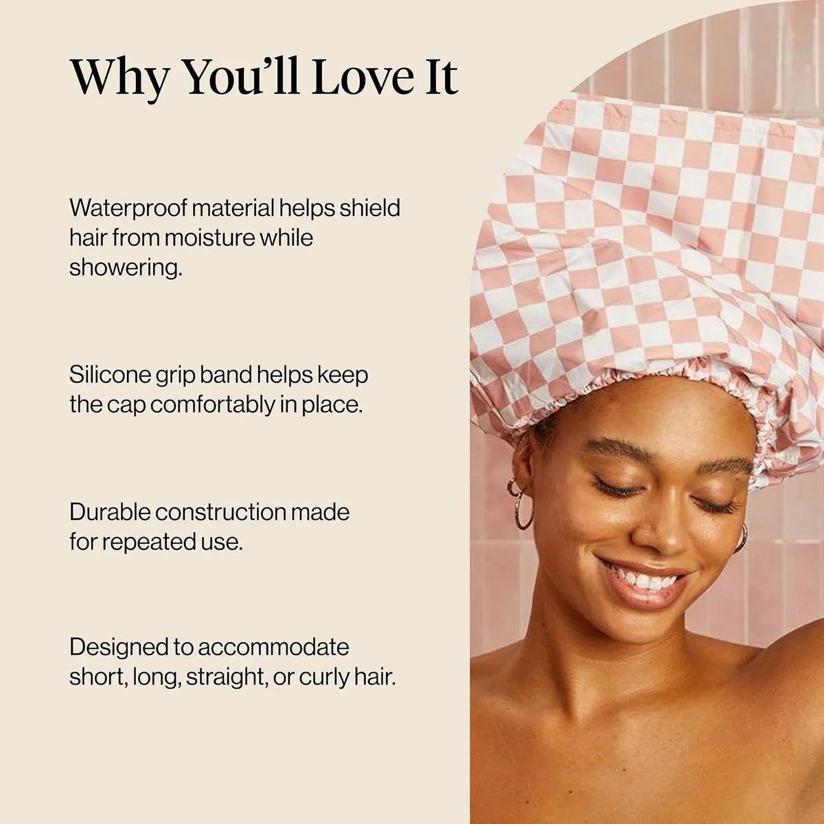 Kitsch Luxury Large Shower Cap for Women - Cherry Print