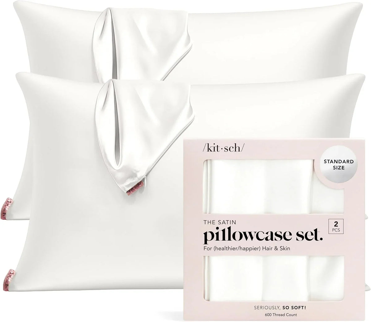 Kitsch Satin Pillowcase with Zipper - Standard Size, Haze Blue